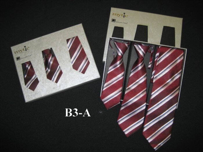 Father and Sons 3 Ties Set Red Stripe