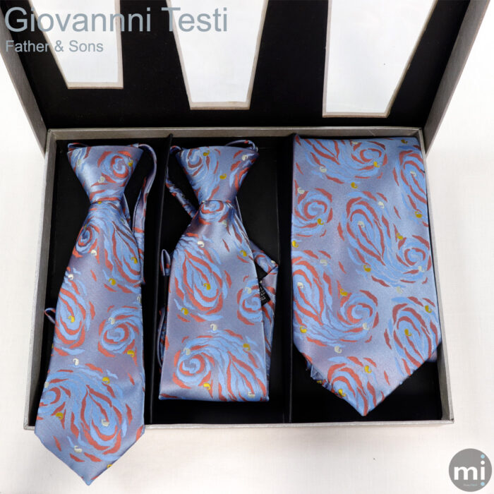 Blue & Brown Abstract Father & Sons NeckTies