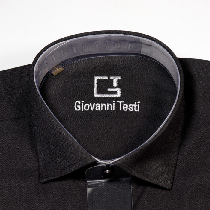 Giovanni Testi Black Laydown Dress Shirt