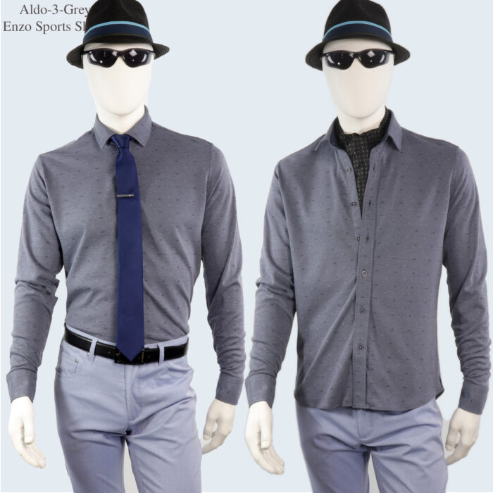Aldo-3 Enzo Knit Grey Dress Shirt