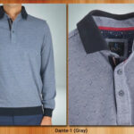 Dante-1 Enzo Long sleeve Polo Shirt Grey - Image 5