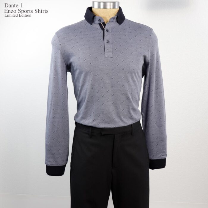 Dante-1 Enzo Long sleeve Polo Shirt Grey