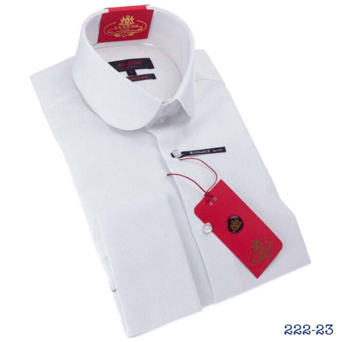 Axxess High-Collar Dress Shirts Round Collar French Cuff