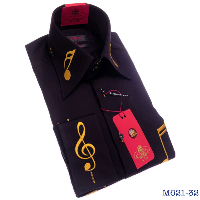Black Musician High Collar Dress Shirt
