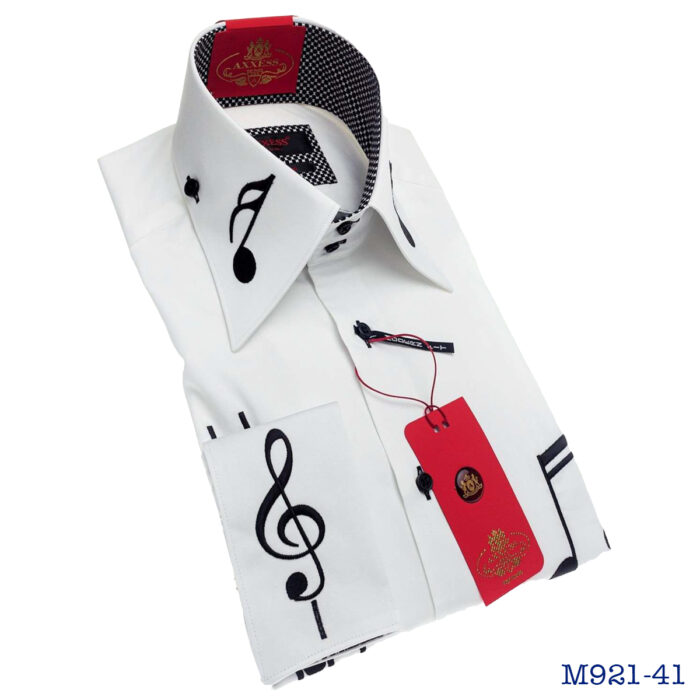 White Musician High Collar Dress Shirt
