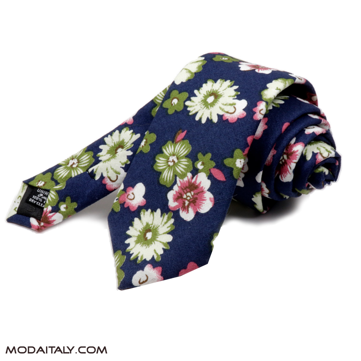 DAZI - Navy Blue Floral - Cotton Skinny Tie