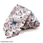 Skinny Tie Floral White Necktie