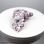 Skinny Tie Floral White Necktie
