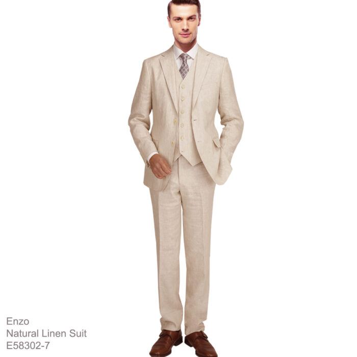 Enzo White, Khaki or Blue Linen Suits