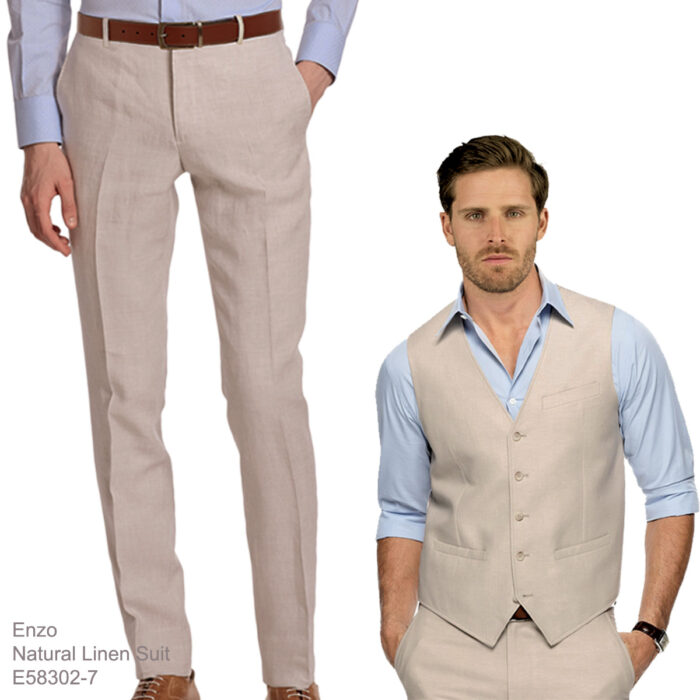 Enzo White, Khaki or Blue Linen Suits