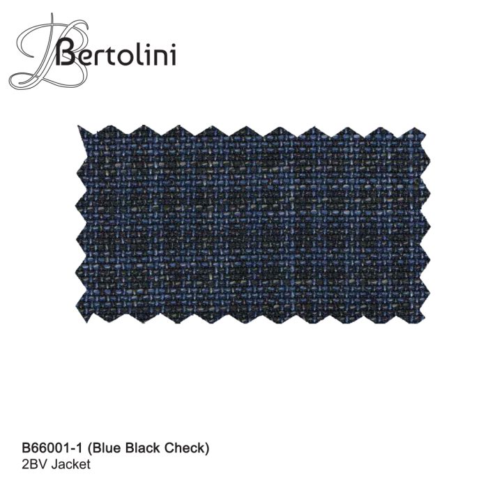 66001-1 Blue Black Check Bertolini Modern Europian fit Blazer Silk/wool Fabric.