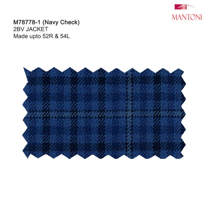 Mantoni Navy Check 100% Wool Sports Jacket fabric