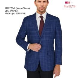 Mantoni Navy Check 100% Wool Sports Jacket