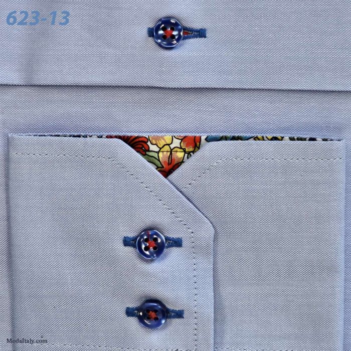 Axxess Light Blue High-Collar Dress Shirts Spread Collar Sleeve Cuffs
