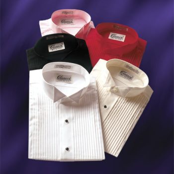 Wing Collar Tuxedo Shirts 1/4″ Pleat 5 Colors