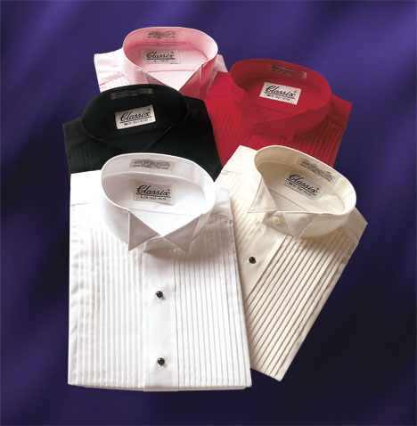 Wing Collar Tuxedo Shirts 1/4″ Pleat 5 Colors