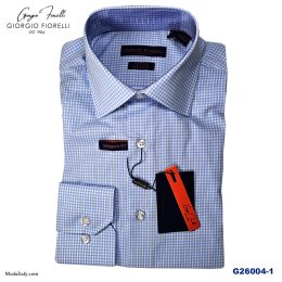 Giorgio Fiorelli Blue Check Barrel Cuff Dress Shirt