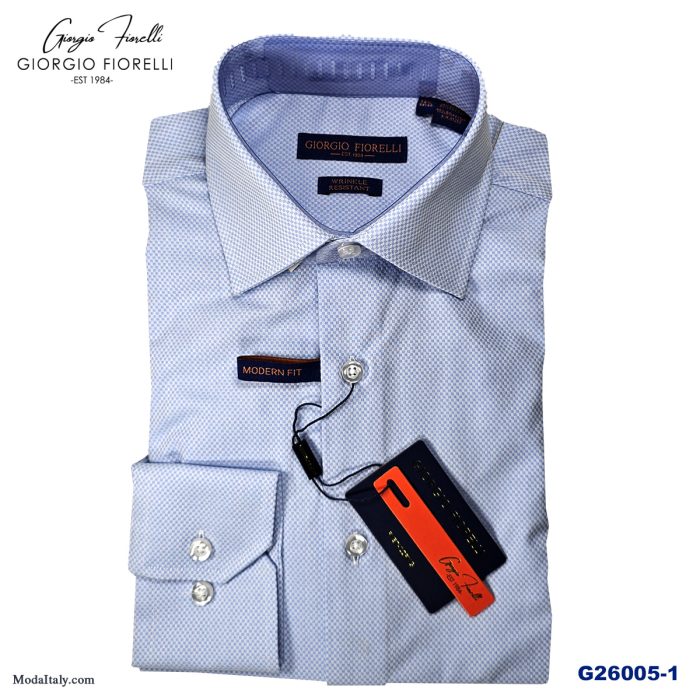 Giorgio Fiorelli Blue Tonal Barrel Cuff Dress Shirt