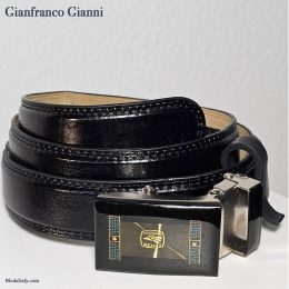 No-Hole Track System Black Leather 1.25" Belt