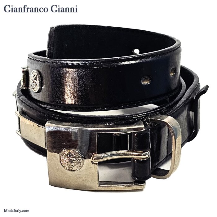 Black 30MM Leather w/Chrome Studs & Buckle 1.125" Belt