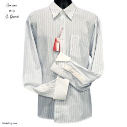 Two-Tone High-Collar Blue Stripe Dress Shirt by G. Gianni