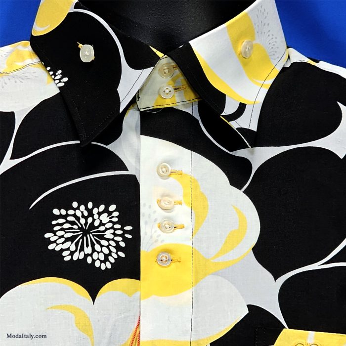 High-Collar Yellow/Black Abstract Dress Shirt by G. Gianni C-Up